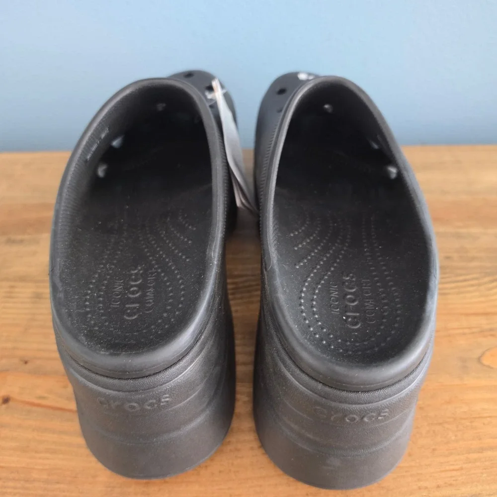 Crocs Mens Siren Clog Black Chunky Platform High Heel Mules 208547-001 Size 11